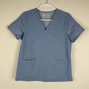 Figs Light Blue Gray Casma Three Pocket Scrub Medical Top Size Medium